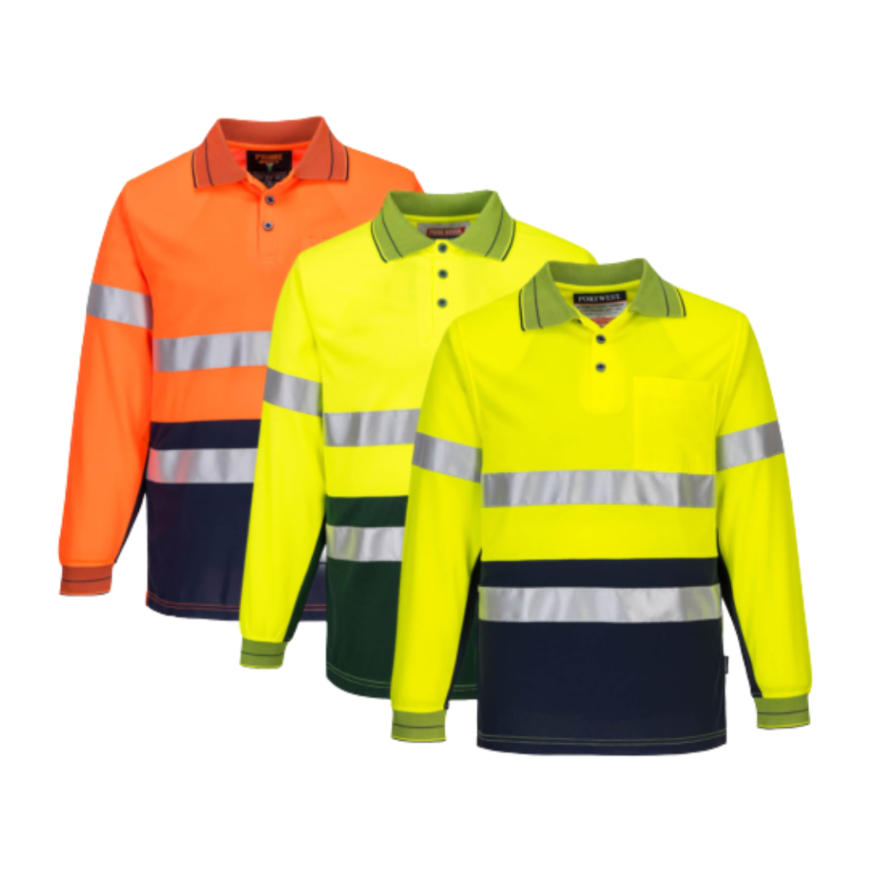 Portwest Mens Prime Mover Long Sleeve Micro Mesh Polo Taped Work Hi-Vis MP513-KarWorkwear
