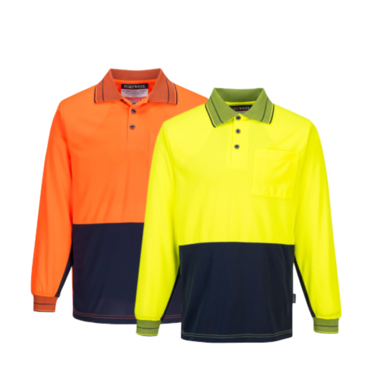 Portwest Mens Prime Mover Long Sleeve Micro Mesh Work Polo Shirt Cool Dry MP113-KarWorkwear