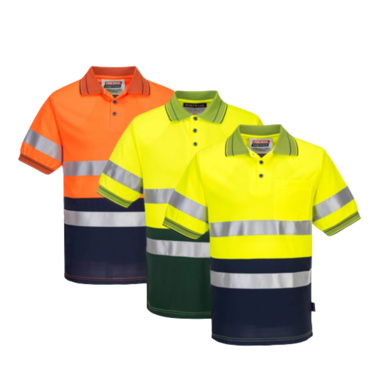 Portwest Mens Prime Mover Short Sleeve Micro Mesh Polo Taped Hi-Vis Work MP510-KarWorkwear