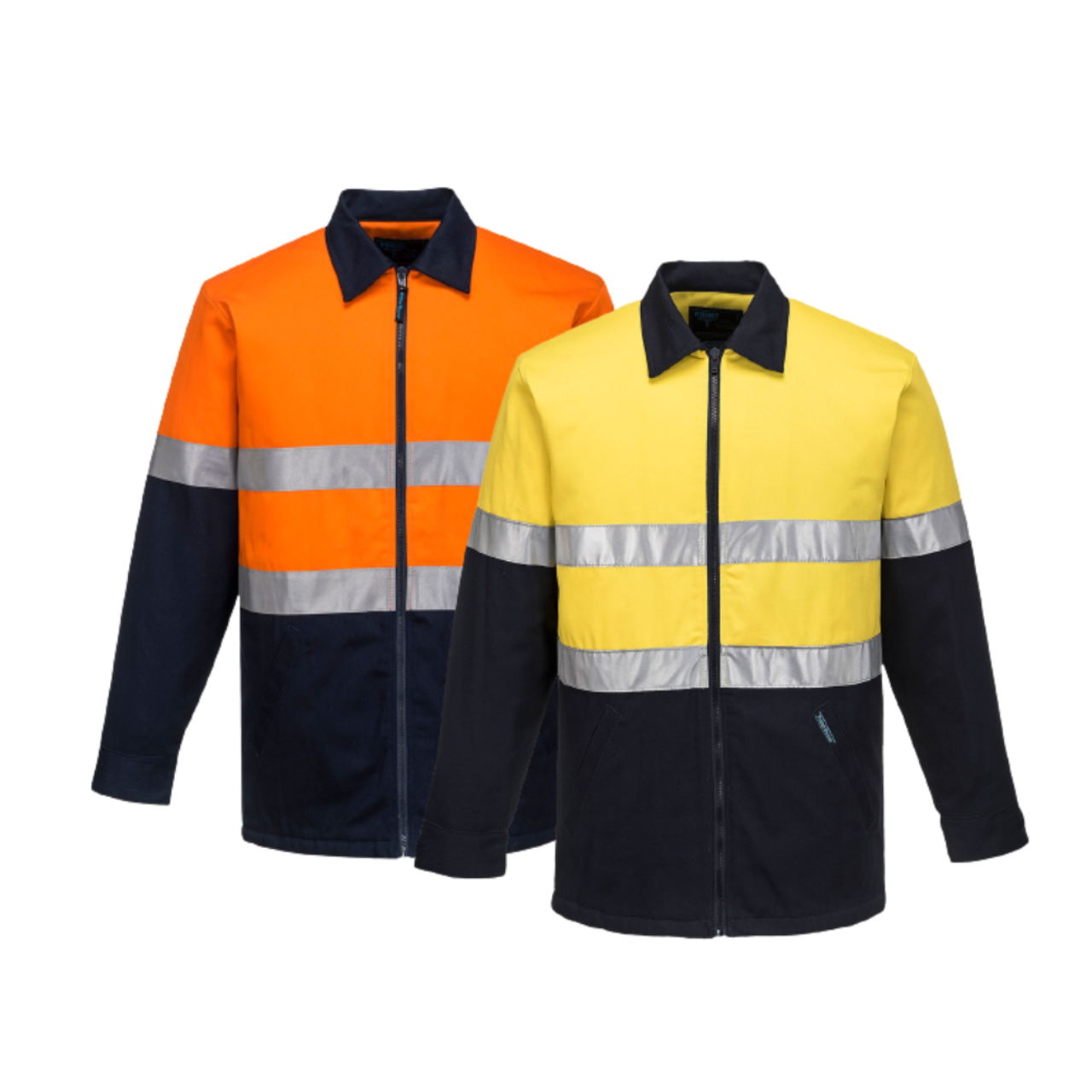 Portwest Quilt Padded Cotton Drill Jacket 2 Tone Reflective Work Safety MJ987-KarWorkwear