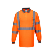 Portwest X Back L/S Polo Breathable Orange Reflective Tape Safety Work MP713-KarWorkwear