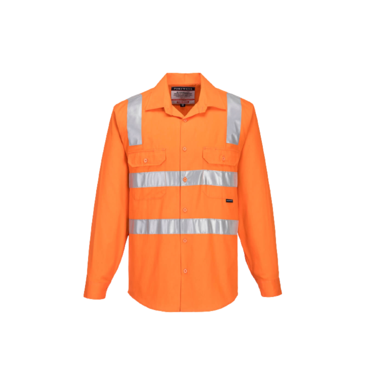 Portwest Hi-Vis Regular Weight Long Sleeve Shirt with Tape over Shoulder MS191-KarWorkwear