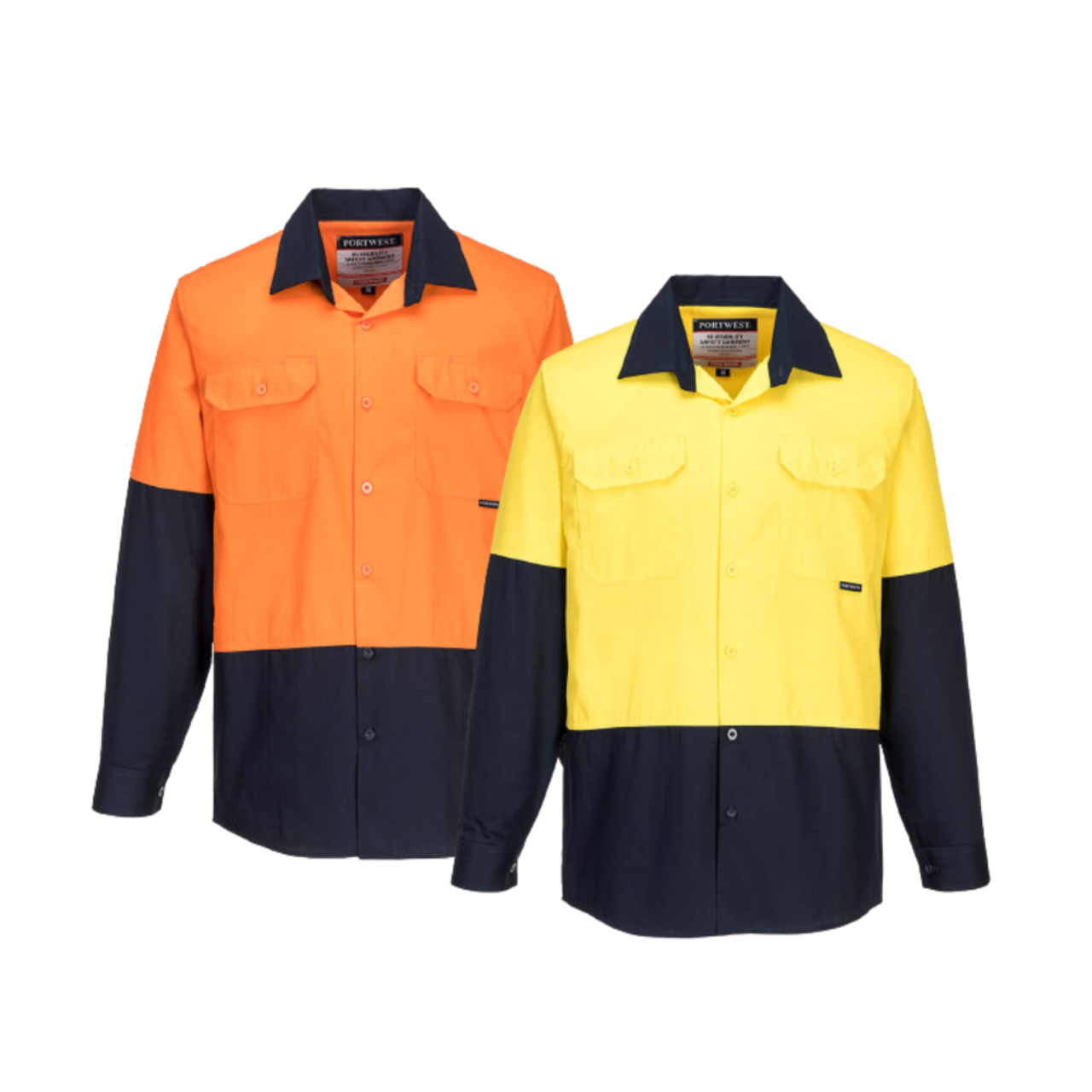 Portwest Hi-Vis Two Tone Lightweight Long Sleeve Shirt Reflective Safety MS801-KarWorkwear