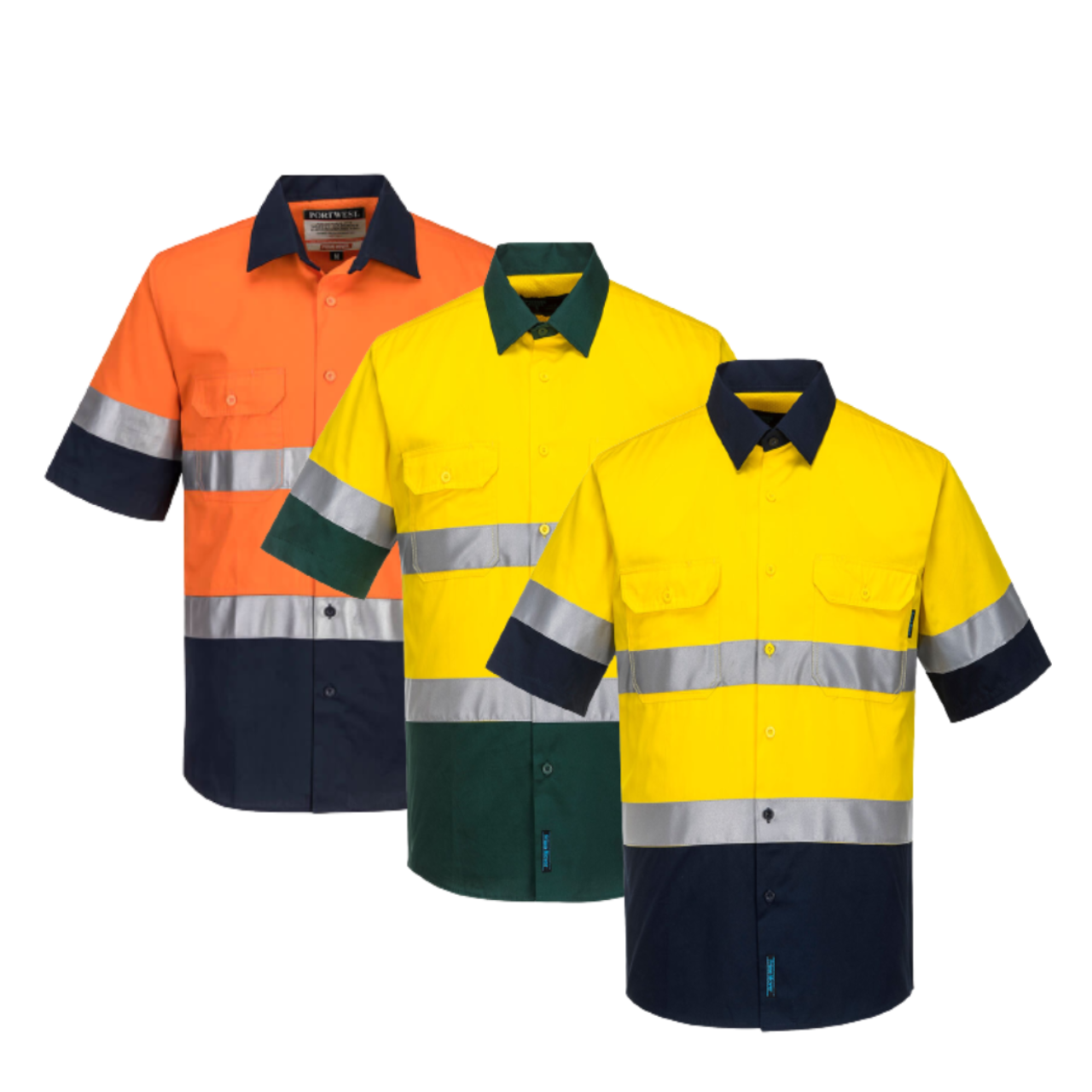 Portwest Hi-Vis Two Tone Lightweight Short Sleeve Shirt with Tape Safety MA802-KarWorkwear