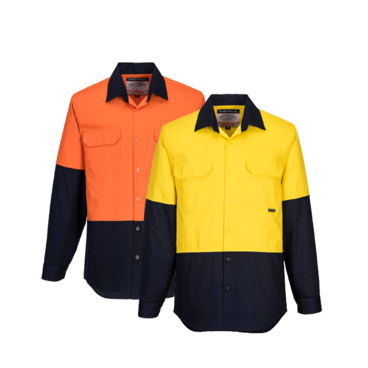 Portwest Hi-Vis Two Tone Regular Weight Long Sleeve Shirt Work Safety MS901-KarWorkwear