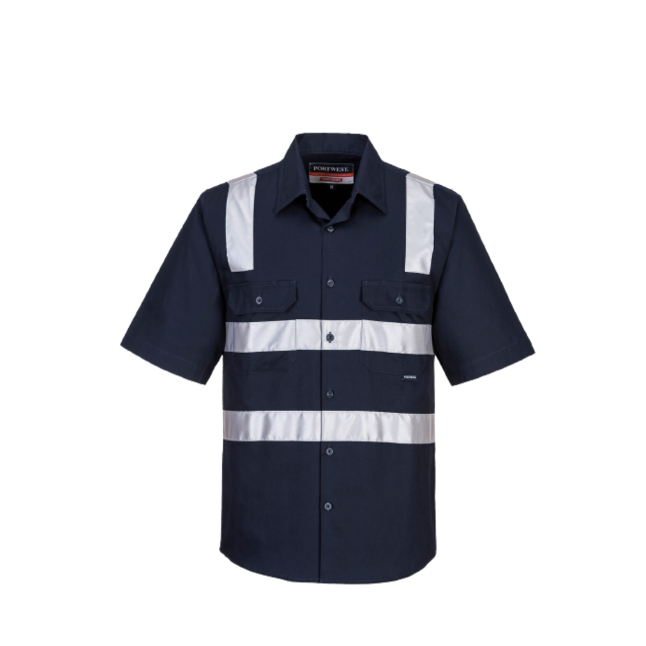 Portwest Brisbane Shirt, Short Sleeve, Regular Weight Reflective Work MS909-KarWorkwear