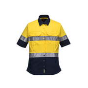 Portwest Ladies 2 Tone Regular Weight Short Sleeve Shirt with Tape Hi Vis ML109-KarWorkwear