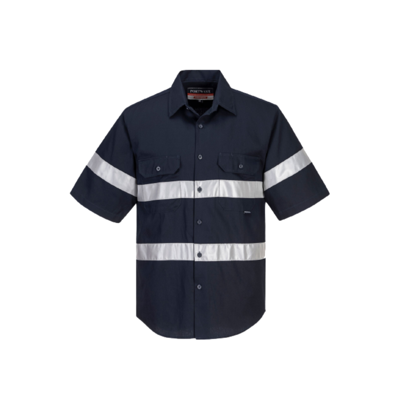 Portwest Geelong Shirt, Short Sleeve, Regular Weight Reflective Work MA909-KarWorkwear