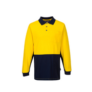 Portwest Long Sleeve Cotton Pique Polo 2 Tone Collared Breathable Shirt MD619-KarWorkwear
