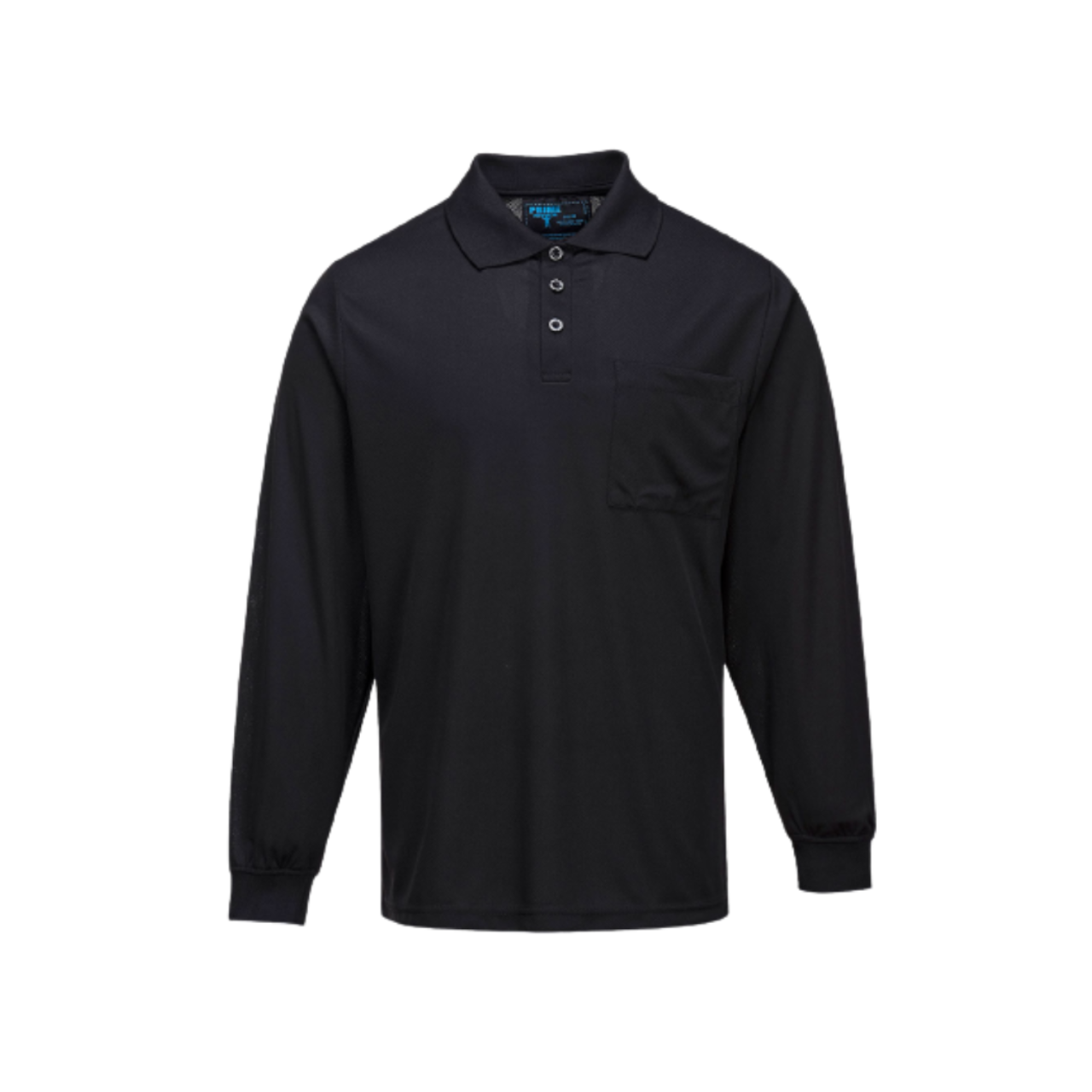 Portwest Long Sleeve Solid Colour Micro Mesh Polo Black Casual Shirt MP103-KarWorkwear