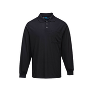Portwest Long Sleeve Solid Colour Micro Mesh Polo Black Casual Shirt MP103-KarWorkwear