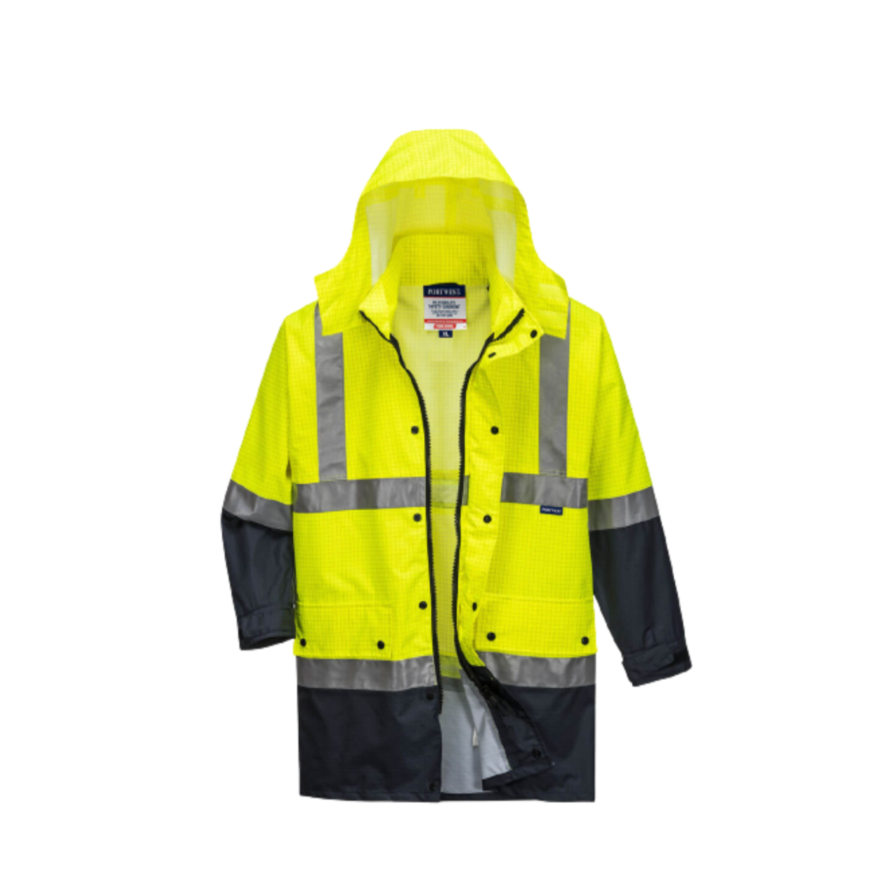 Portwest Mackay Anti-Static Jacket Waterproof Hood Reflective Work Safety MJ370-KarWorkwear