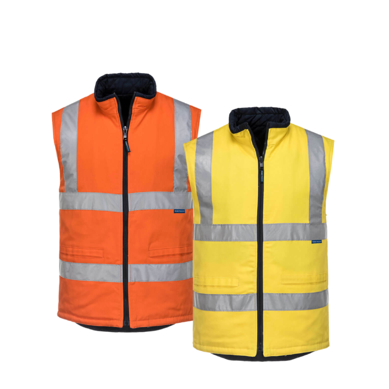 Portwest Men Hi-VisTex 100% Cotton Reversible Vest Reflective Safety Work MV278-KarWorkwear