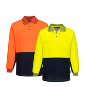 Portwest Mens Hi-Vis Prime Mover Cotton Long Sleeve Work Polo Shirt 2 Tone MP213-KarWorkwear