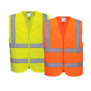 Portwest Mens Hi-Vis Zipped Band & Brace Vest Lightweight Taped Safety Work C375-KarWorkwear