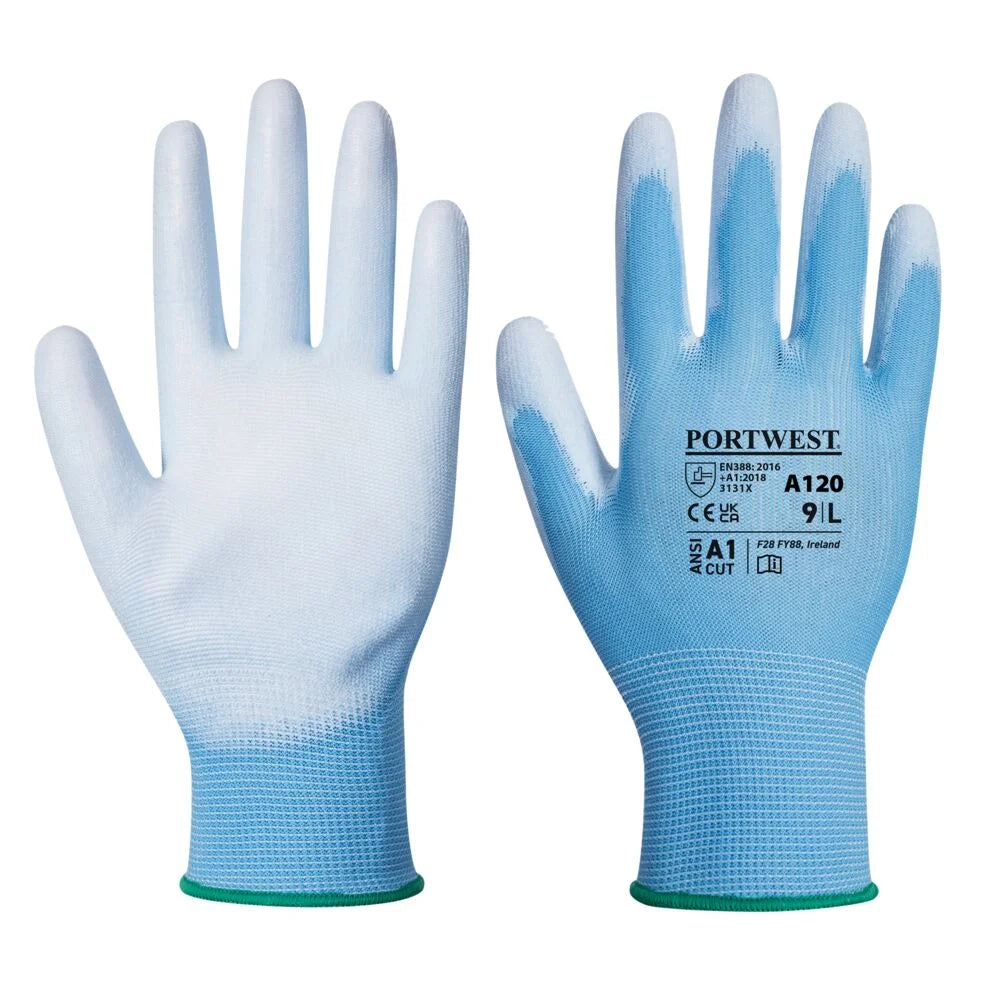 A120 Work Gloves PU Palm Dipped Abrasion and Tear Resistant Black, X-Small-KarWorkwear