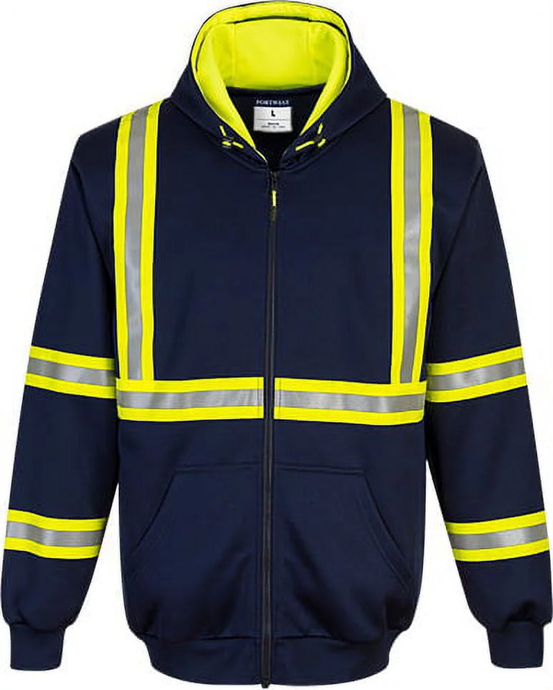 F130 Mens Modern Reflective Iona Extra Safety Work Hoodie Navy, 3X-Large-KarWorkwear