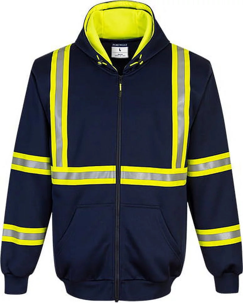 F130 Mens Modern Reflective Iona Extra Safety Work Hoodie Navy, 3X-Large-KarWorkwear