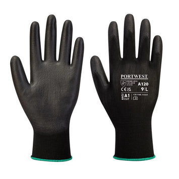 A120 Work Gloves PU Palm Dipped Abrasion and Tear Resistant Black, 3X-Large-KarWorkwear