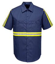 F124 Mens Reflective Iona Xtra Short Sleeve Work Shirt Navy, 4X-Large-KarWorkwear