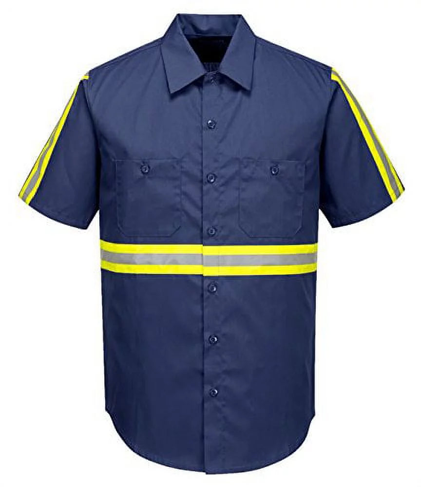 F124 Mens Reflective Iona Xtra Short Sleeve Work Shirt Navy, 4X-Large-KarWorkwear
