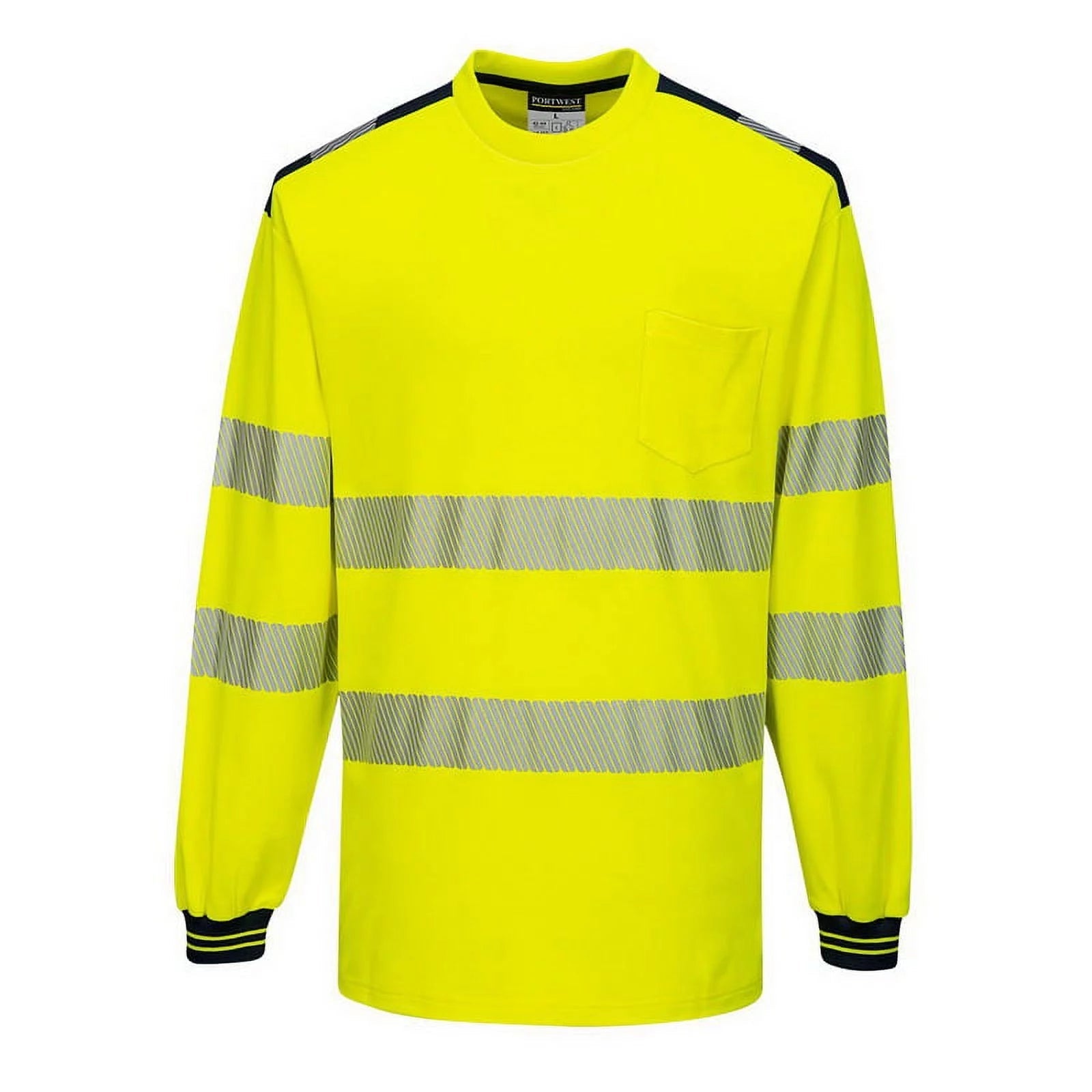 T185 PW3 Hi-Vis Long Sleeve Safety T-Shirt Yellow/Black, X-Large-KarWorkwear