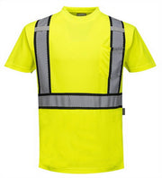S395 Detroit Short Sleeve Reflective Safety T-Shirt Yellow/Black, Medium-KarWorkwear