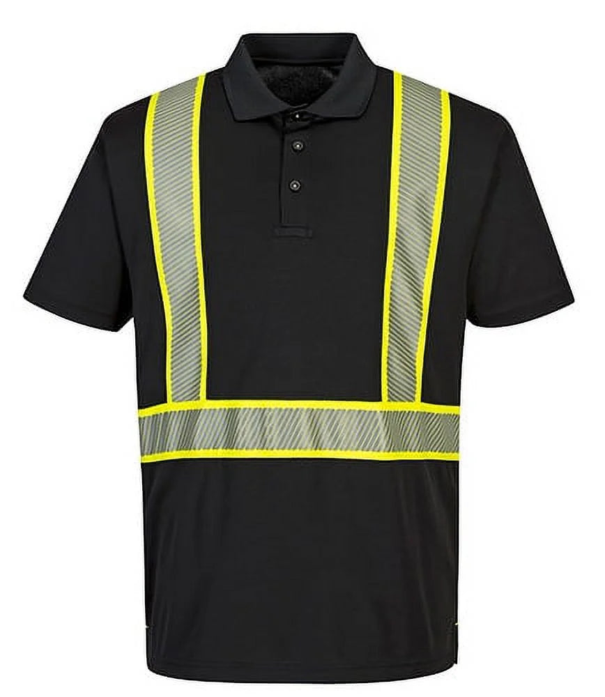 F140 Mens Reflective Iona Workwear plus Work Polo Shirt Black, 4X- Large-KarWorkwear