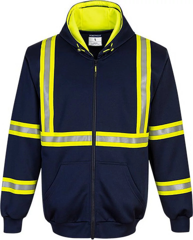 F130 Mens Modern Reflective Iona Extra Safety Work Hoodie Navy, 3X-Large-KarWorkwear