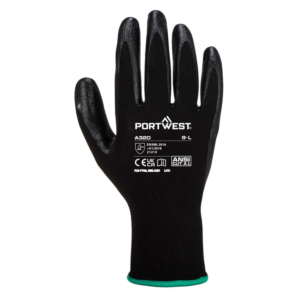 A320 Nitrile Foam Work Gloves Dexti-Grip Gloves Black, Large-KarWorkwear