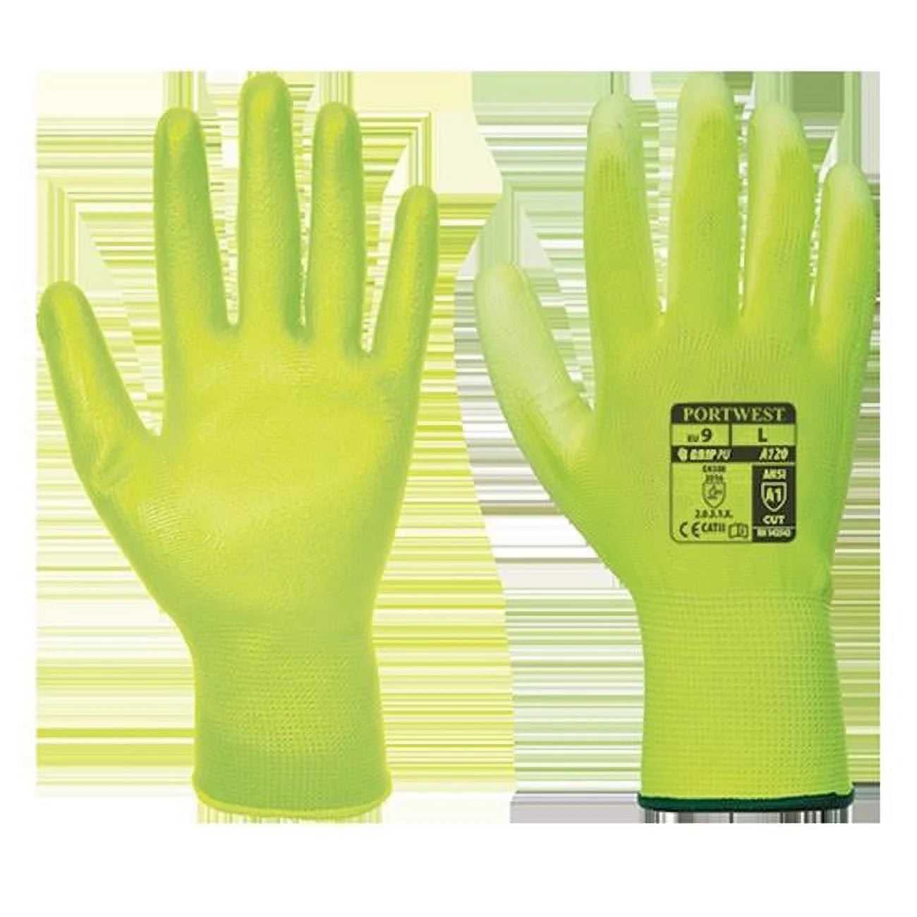 A120 Work Gloves PU Palm Dipped Abrasion and Tear Resistant White, Small-KarWorkwear