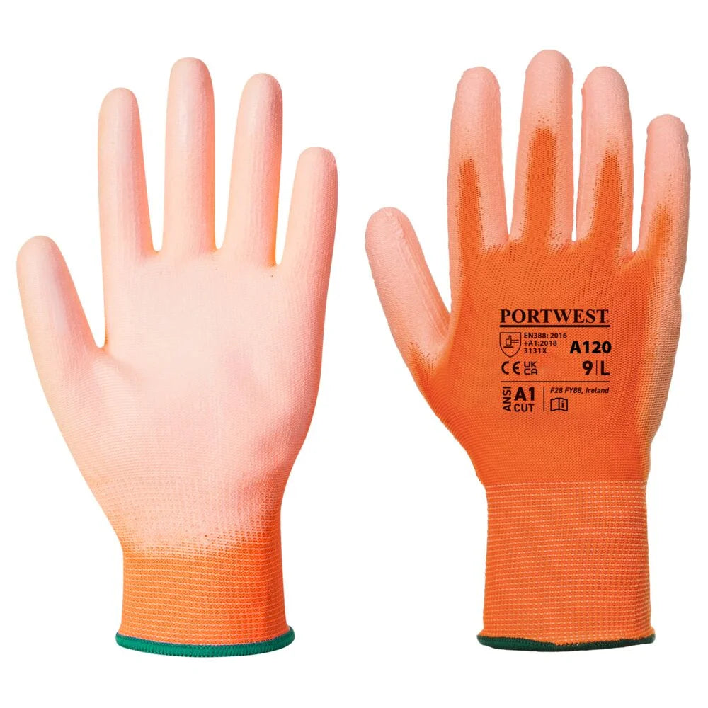 A120 Work Gloves PU Palm Dipped Abrasion and Tear Resistant Black, X-Small-KarWorkwear