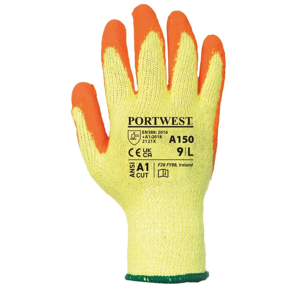 A150 Latex Grip Work Gloves - Palm Dipped Orange, Medium-KarWorkwear